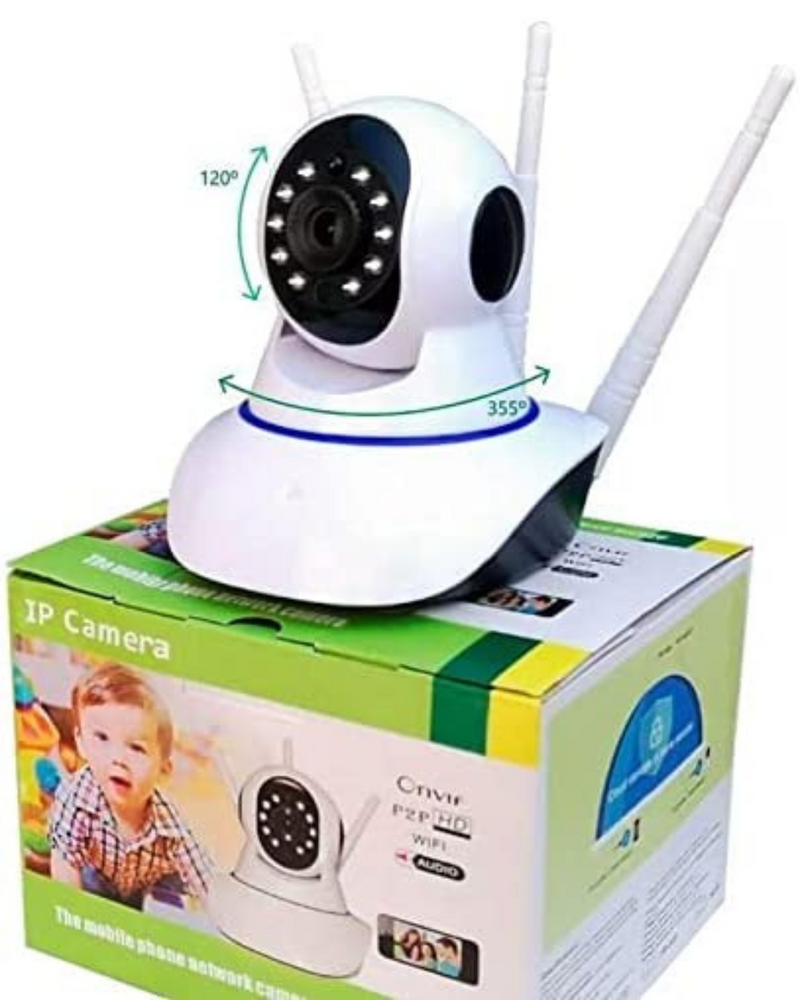 Babá Eletrônica Câmera Ip Sem Fio 360° 3 Antenas Hd Wifi Visão Noturna Alarme