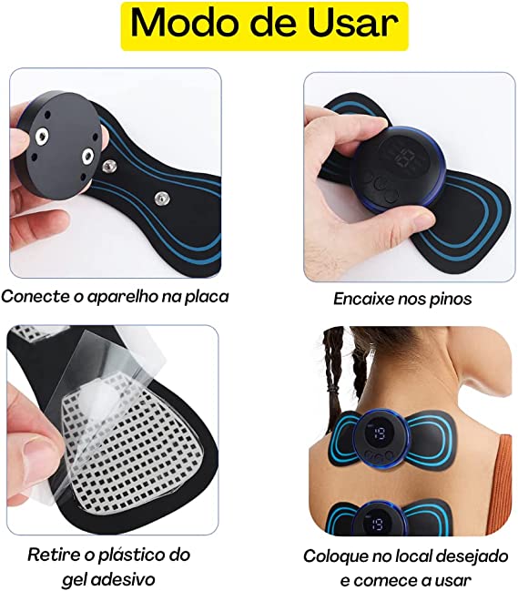 Massageador Portátil Mini Recarregável Dor Pescoço Coluna Pernas Elétrico